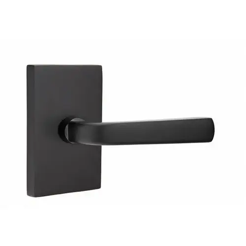 Sion Lever Right Hand Privacy With Modern Rectangular Rose Flat Black Finish