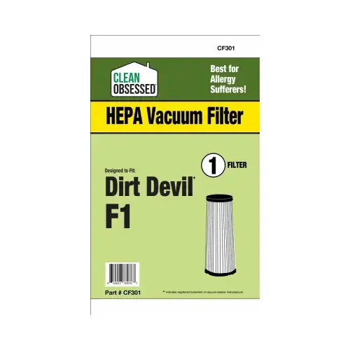 Dirt Devil Vacuum Cleaner Filter, F1 HEPA, 1-Pk. Dirt Devil Vacuum Cleaner Filter, F1 HEPA, 1-Pk.