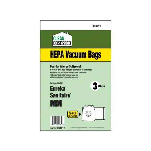 Eureka & Sanitaire Vacuum Cleaner Bags, Type MM HEPA, 3-Pk.