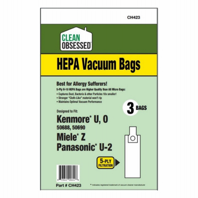 SUPPLIES ON DEMAND CH423 Kenmore & Panasonic Vacuum Cleaner Bags, Type U, O & U-2 HEPA, 3-Pk.