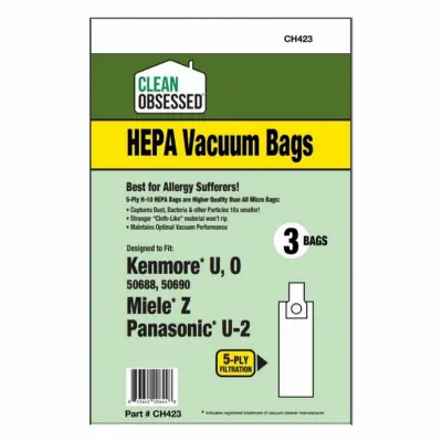 SUPPLIES ON DEMAND Kenmore & Panasonic Vacuum Cleaner Bags Type U O & U-2 HEPA 3-Pk. CH423