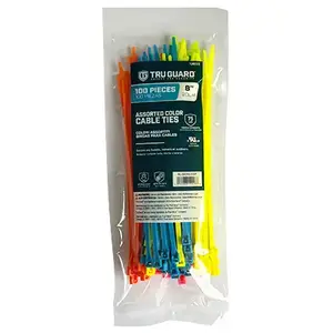 IRONCUBE WORKS NL-5X200-100F Self-Locking Cable Ties, Assorted Colors, 8 In - pack of 100