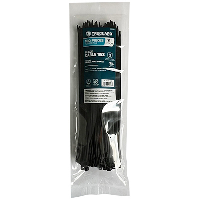 IRONCUBE WORKS NL-5X300-100B Self-Locking Cable Ties, Black, 11 In - pack of 100