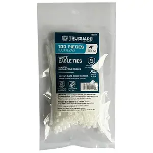 IRONCUBE WORKS NL-3X100-100W Self-Locking Cable Ties, White, 4 In - pack of 100