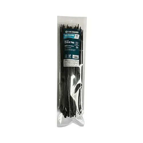 Self-Locking Cable Ties, Black, 14 In - pack of 100 Self-Locking Cable Ties, Black, 14 In - pack of 100