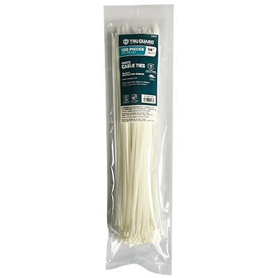 IRONCUBE WORKS NL-5X350-100W Self-Locking Cable Ties, White, 14 In - pack of 100