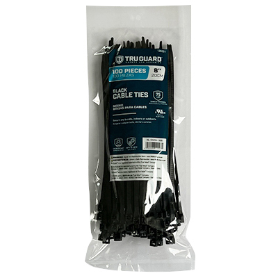 IRONCUBE WORKS NL-5X200-100B Self-Locking Cable Ties, Black, 8 In - pack of 100