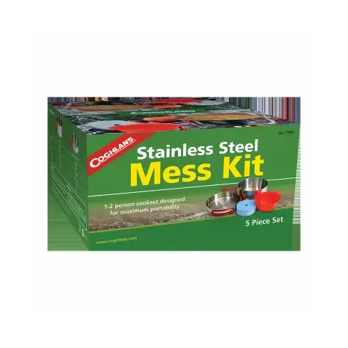 5-Pc. Camping Mess Cook Kit, Stainless Steel 5-Pc. Camping Mess Cook Kit, Stainless Steel