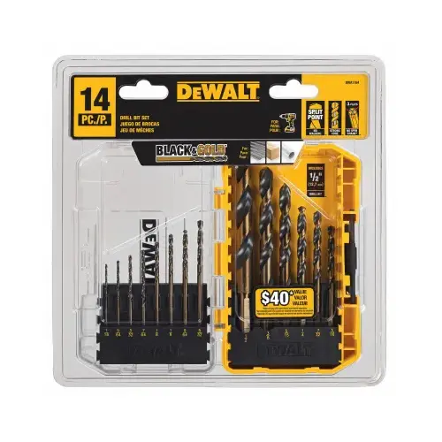 14-Pc. Black & Gold HSS Drill Bit Set 14-Pc. Black & Gold HSS Drill Bit Set
