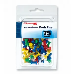 VICTOR 92612 Push Pins, Assorted Colors, 75-Ct.