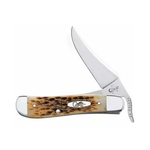 Amber Bone Peach Seed Jig RussLock Pocket Knife Amber Bone Peach Seed Jig RussLock Pocket Knife