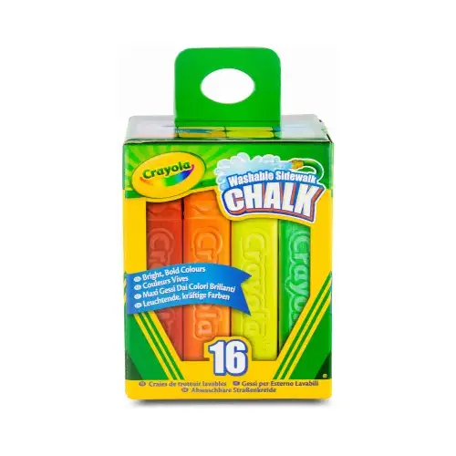 Multi Color Washable Sidewalk Chalk, (16-Count)