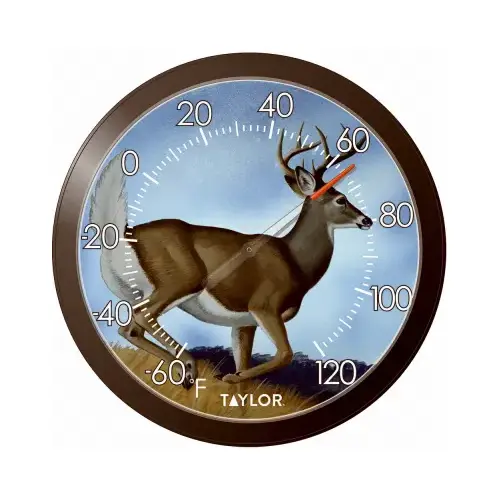 13.25" Taylor Round Dial Thermometer White Tail Design