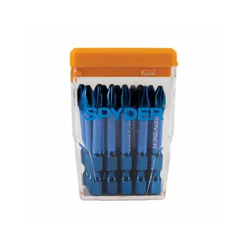 PH2 Mach-Blue Phillips Impact Driver Bits, 2 In., 15-Pk. Case