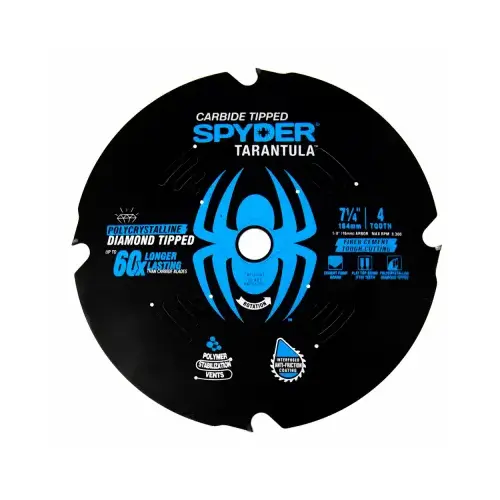 Tarantula Fiber Cement Board Circular Saw Blade, 4-Tooth, 7-1/4 In. Tarantula Fiber Cement Board Circular Saw Blade, 4-Tooth, 7-1/4 In.