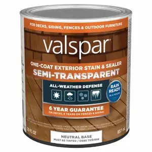 VALSPAR/CABOT VL1028085-14 Valspar One-Coat Semi-Transparent Stain & Sealer, Neutral Base, 1 Quart