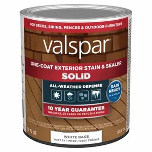 VALSPAR/CABOT VL1028088-14 Valspar One-Coat Solid Stain & Sealer, White Base, 1 Quart