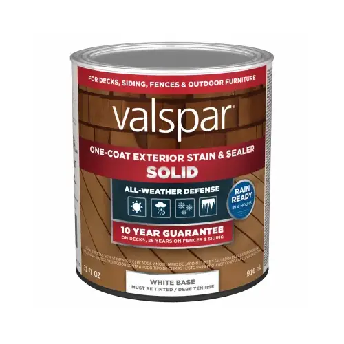 Valspar One-Coat Solid Stain & Sealer, White Base, 1 Quart