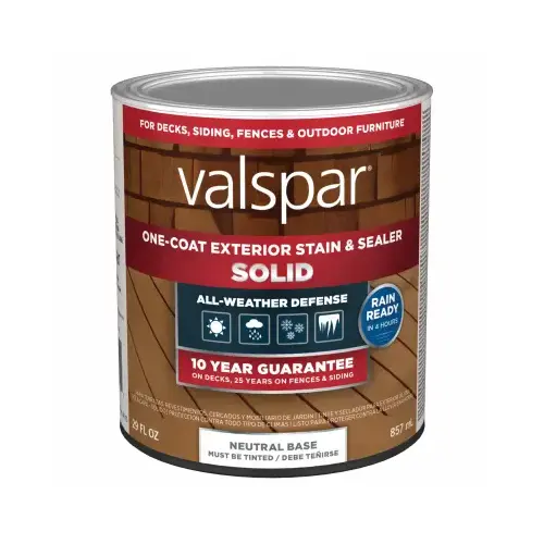 Valspar One-Coat Solid Stain & Sealer, Neutral Base, 1 Quart Valspar One-Coat Solid Stain & Sealer, Neutral Base, 1 Quart