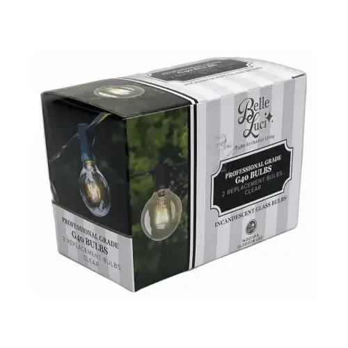 Belle Luci G40 String Light Replacement Bulbs, Clear, 2-Pk. Belle Luci G40 String Light Replacement Bulbs, Clear, 2-Pk.