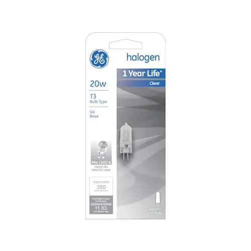 Quartz Halogen Lamp, T3, 20-Watts Quartz Halogen Lamp, T3, 20-Watts