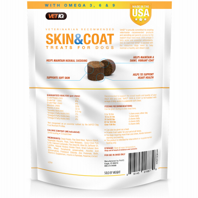 SERGEANT'S PET 00132 Skin & Coat Dog Soft Chew Treats, Hickory Smoke Flavored, 90 Count, 11.1-oz.