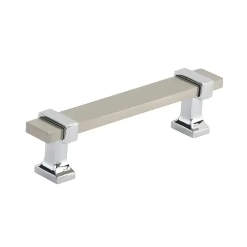 Overton Series 3-3/4 in (96 mm) Center to Center Satin Nickel/Polished Chrome Pull Overton Series 3-3/4 in (96 mm) Center to Center Satin Nickel/Polished Chrome Pull