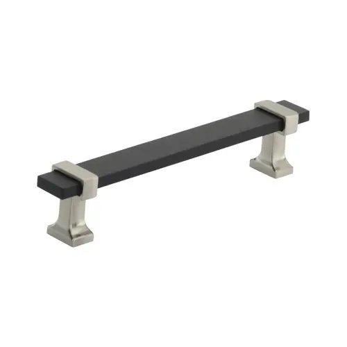 Overton 5-1/16" Center to Center Cabinet Pull Brushed Matte Black with Satin Nickel Finish Overton 5-1/16" Center to Center Cabinet Pull Brushed Matte Black with Satin Nickel Finish