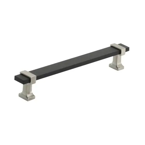 Overton 6-5/16" Center to Center Cabinet Pull Brushed Matte Black with Satin Nickel Finish Overton 6-5/16" Center to Center Cabinet Pull Brushed Matte Black with Satin Nickel Finish