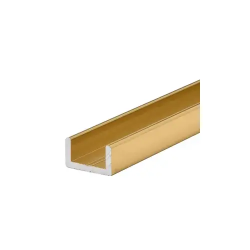 Brite Gold Anodized Frameless Shower Door Aluminum Regular U-Channel for 1/2" Thick Glass - 95" Stock Length Brite Gold Anodized Frameless Shower Door Aluminum Regular U-Channel for 1/2" Thick Glass - 95" Stock Length