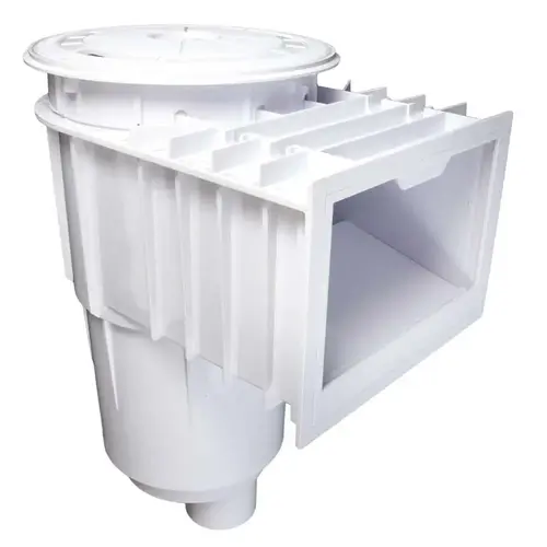 Gunite Skimmer with Standard Basket, White Body, Tan Cover/ Collar, 2" FIP, Float Valve Gunite Skimmer with Standard Basket, White Body, Tan Cover/ Collar, 2" FIP, Float Valve