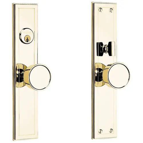 Hollywood Hills Knob by Knob Single Cylinder Entry Mortise Lock Trim Unlacquered Brass Finish Hollywood Hills Knob by Knob Single Cylinder Entry Mortise Lock Trim Unlacquered Brass Finish