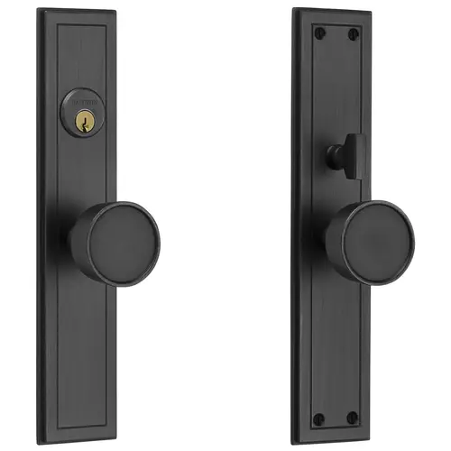 Hollywood Hills Knob by Knob Single Cylinder Entry Mortise Lock Trim Satin Black Finish Hollywood Hills Knob by Knob Single Cylinder Entry Mortise Lock Trim Satin Black Finish