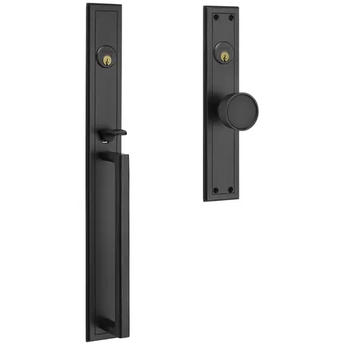 Hollywood Hills Handleset Double Cylinder Entry Mortise Lock Trim Satin Black Finish