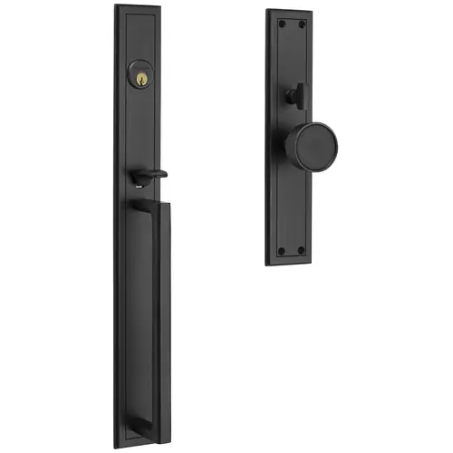 Hollywood Hills Handleset Single Cylinder Entry Mortise Lock Trim Satin Black Finish