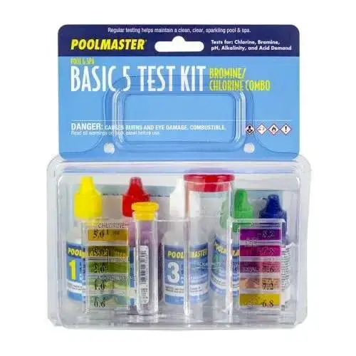 Basic 5-Way Test Kit for Alkalinity/Bromine/Chlorine/pH/Acid Demand Basic 5-Way Test Kit for Alkalinity/Bromine/Chlorine/pH/Acid Demand