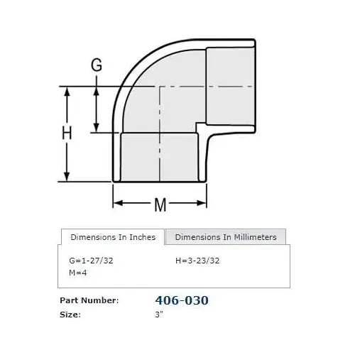 3" 90 Elbow PVC Sch. 40 Slip White 3" 90 Elbow PVC Sch. 40 Slip White
