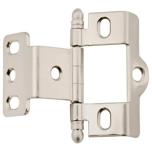 3/4" Full Inset Full Wrap Ball Tip Cabinet Hinge, Steel Material, 2-1/2" Length, 1-5/8" Width, Satin Nickel Finish