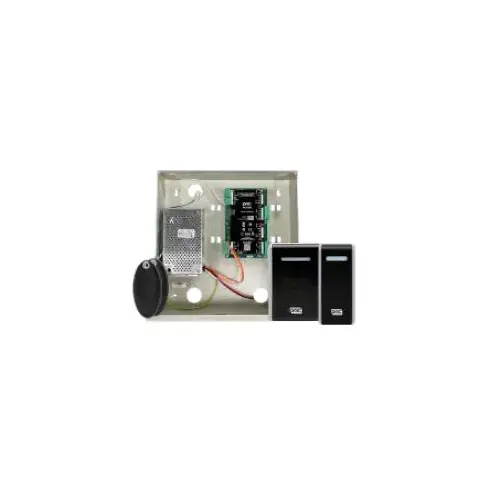 Controller / Proximity Reader Starter Kit, (1) PAC 512 DCI Access Controller Box, (1) PAC GS3 Low Frequency Mullion Proximity Readers, (1) GS3 MT (High and Low Frequency) Administration Prox Reader, (1) Access Central and (10) Keypac Key Fobs