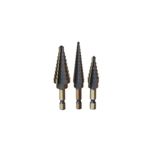 3 Piece Black & Gold Hex Shank Step Drill Set (#1 - #3)