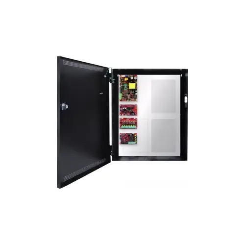 2-4 Doors, E2 Enclosure, Mercury-Compatible Backplate, 75W Dual Voltage Power Supply, 4 Output Lock Module - Fused, 8 Output Auxiliary Distribution Module - Class 2 Power Limited, P Required by Code for Oregon & Washington