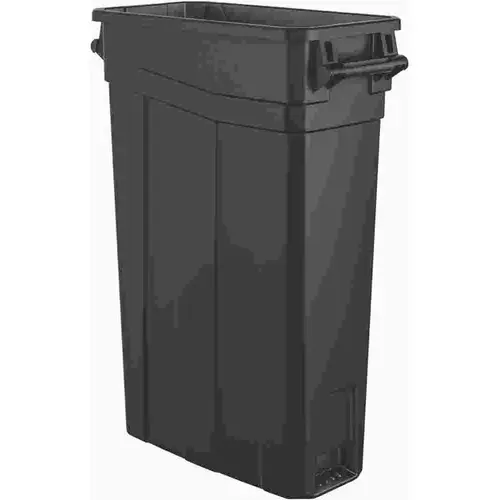 23 Gallon Resin Slim Trash Can With Handles -Black 23 Gallon Resin Slim Trash Can With Handles -Black