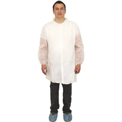 Polylite Labcoat Snp Frt No Pocket Ls Ec Wrst Wht 2x
