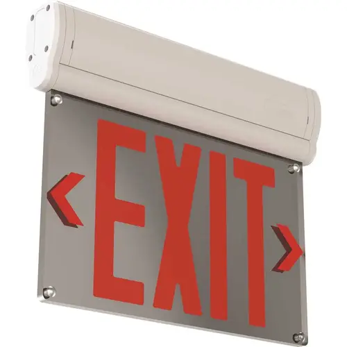 Basicsa Edge-Lit Exit Sign, Surface Mount, White, Red Letter Basicsa Edge-Lit Exit Sign, Surface Mount, White, Red Letter
