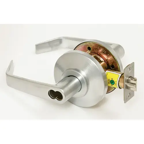 7K Series 2-3/4" Backset 7 Pin Classroom 15 Lever and D Rose Standard Strike Less Core Satin Chrome Finish