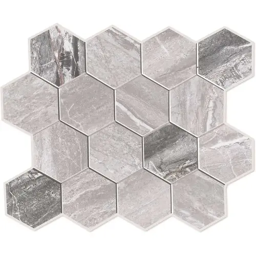 Hex Tile, Charcoal Travertine, 12" X 12"