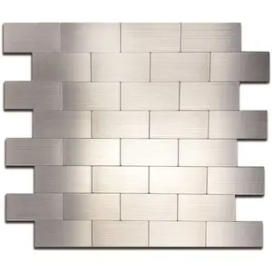 DIP Design Is Personal TB-LSS1016184 Aluminum Tile, Silver Subway, 10.75" X 13"