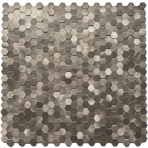 Hex Tile, Mini Pewter, 12" X 12"