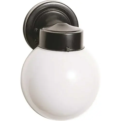 Nuvo Black One-Light 6 Porch Wall Fixture With White Globe Nuvo Black One-Light 6 Porch Wall Fixture With White Globe