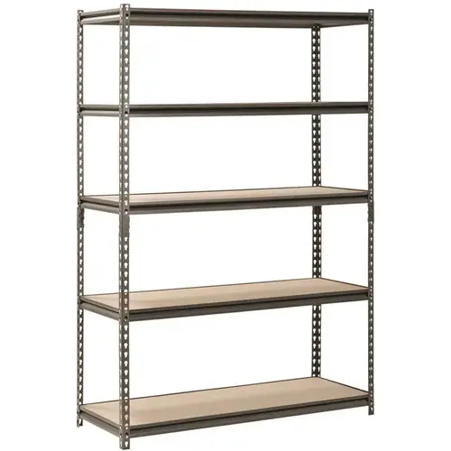 5-Shelf Z-Beam Boltless Steel Shelving Unit In Silver Vein 5-Shelf Z-Beam Boltless Steel Shelving Unit In Silver Vein